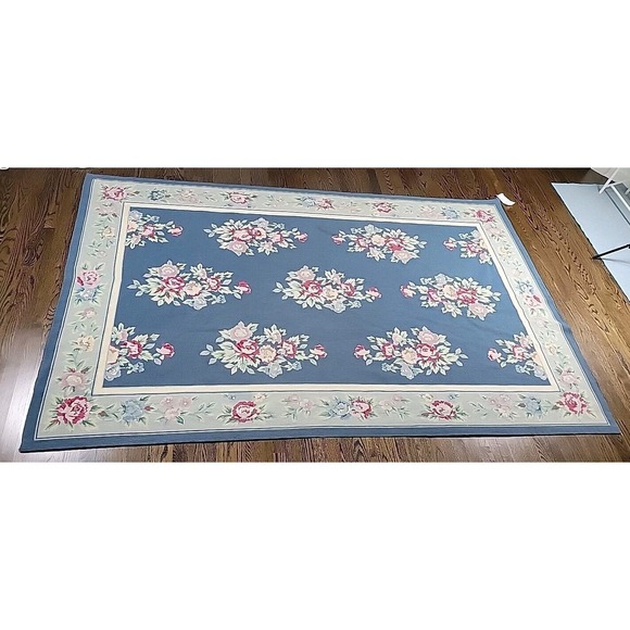 Vintage Aubusson French Style 80's Petite Needlepoint Rug 66